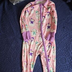 Little Sleepies Pink and Purple Snowman Footie